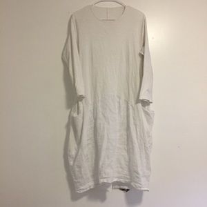 White Linen Cotton longline Tunic Blouse